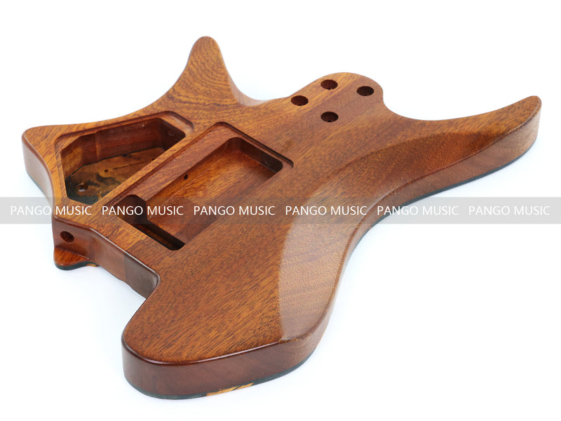 One-of-a-Kind Burl Wood Veneer Epoxy Resin Headless Electric Guitar Body (HBE-019)