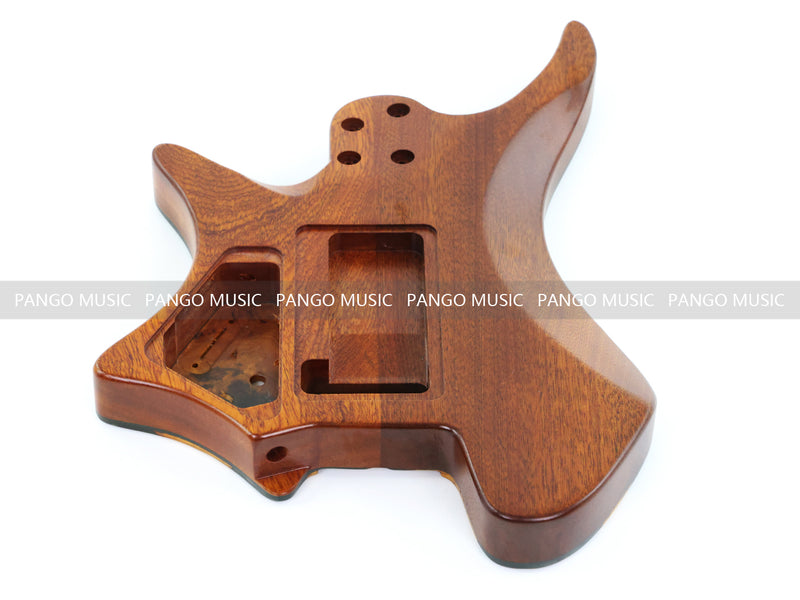 One-of-a-Kind Burl Wood Veneer Epoxy Resin Headless Electric Guitar Body (HBE-019)