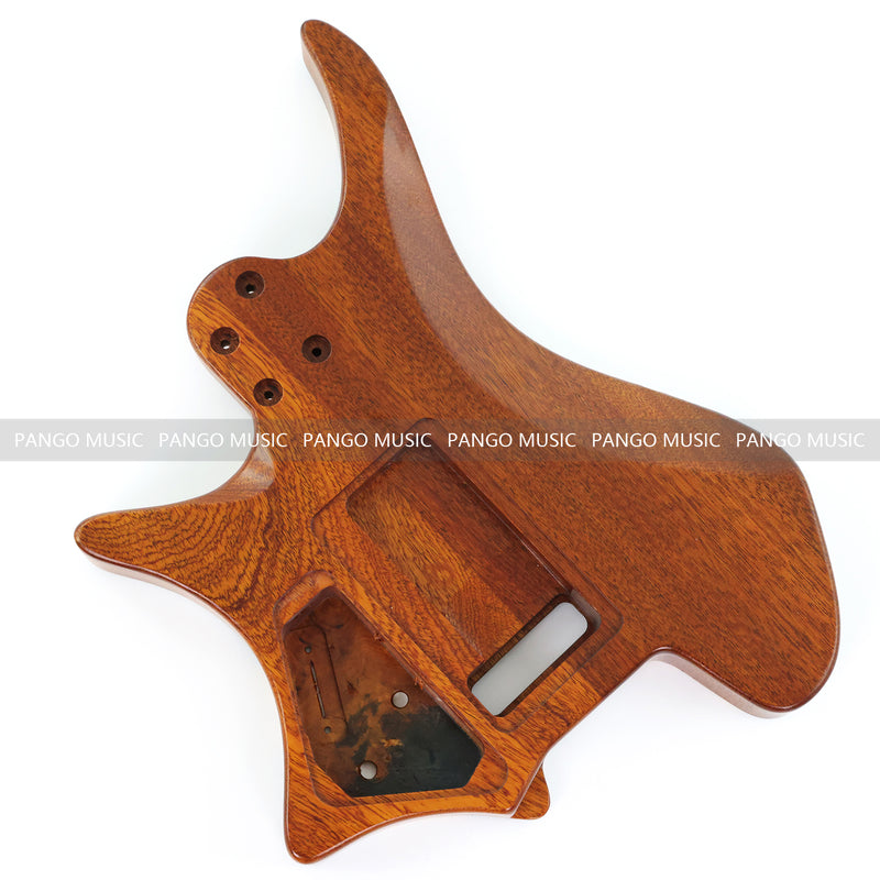 One-of-a-Kind Burl Wood Veneer Epoxy Resin Headless Electric Guitar Body (HBE-019)