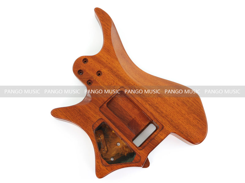 One-of-a-Kind Burl Wood Veneer Epoxy Resin Headless Electric Guitar Body (HBE-020)