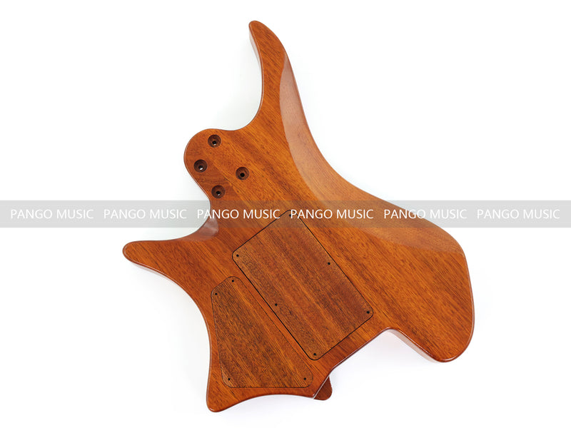 One-of-a-Kind Burl Wood Veneer Epoxy Resin Headless Electric Guitar Body (HBE-020)