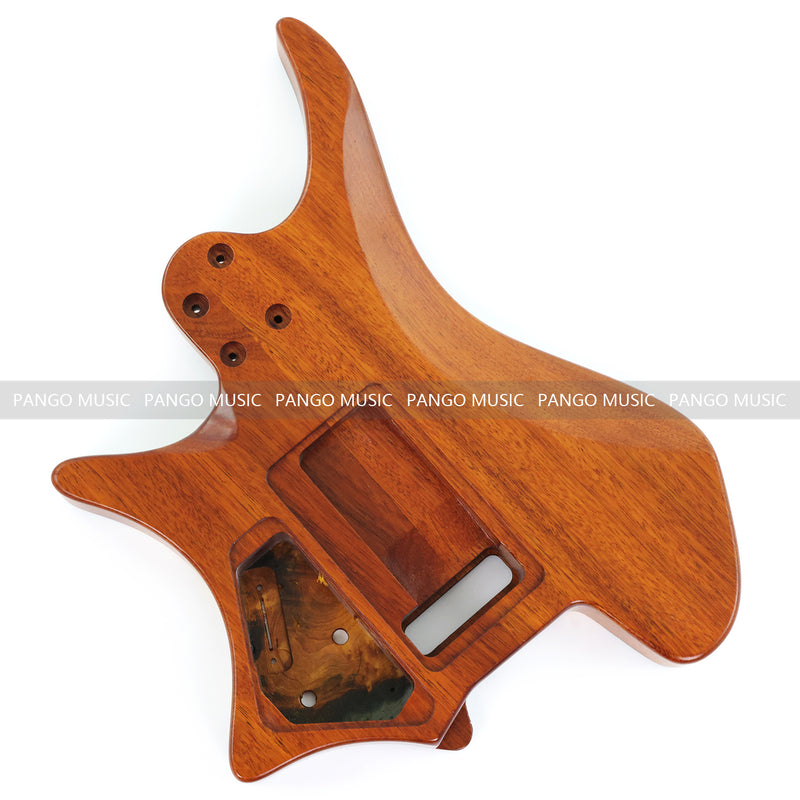 One-of-a-Kind Burl Wood Veneer Epoxy Resin Headless Electric Guitar Body (HBE-020)