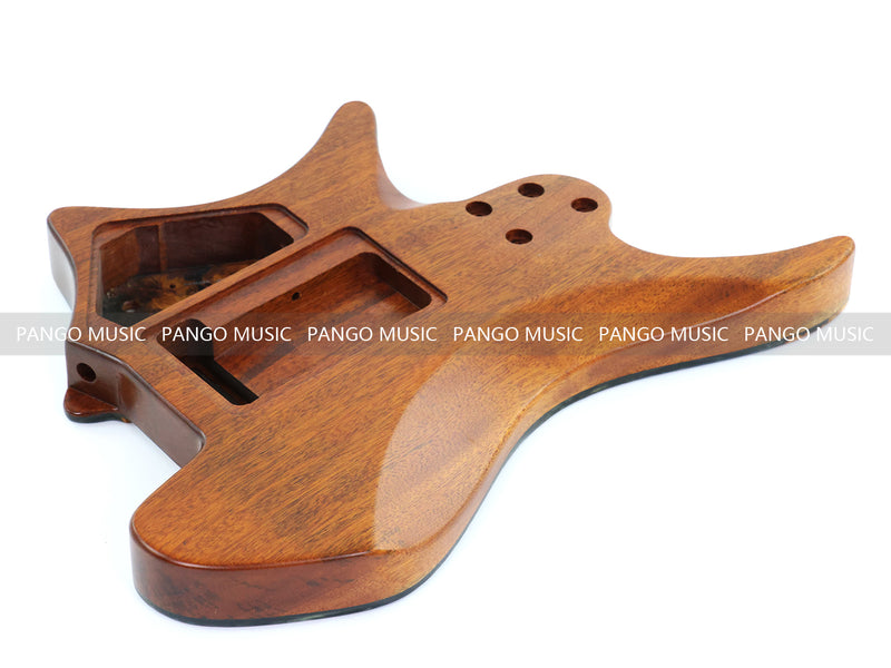 One-of-a-Kind Burl Wood Veneer Epoxy Resin Headless Electric Guitar Body (HBE-021)