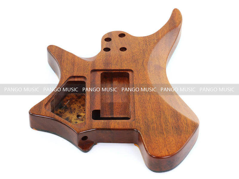 One-of-a-Kind Burl Wood Veneer Epoxy Resin Headless Electric Guitar Body (HBE-021)