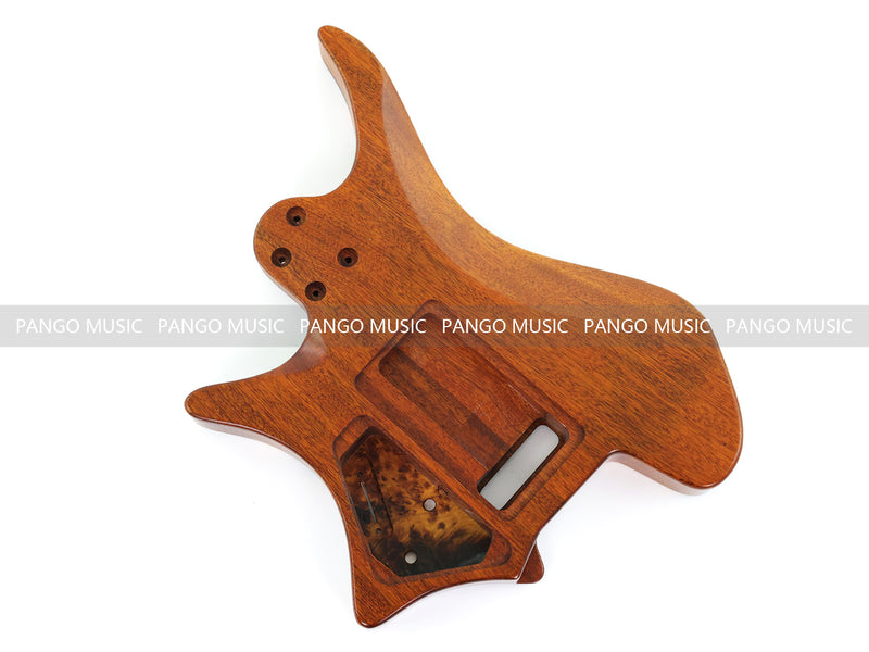 One-of-a-Kind Burl Wood Veneer Epoxy Resin Headless Electric Guitar Body (HBE-021)