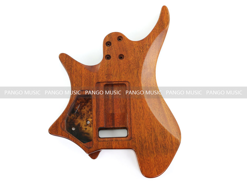 One-of-a-Kind Burl Wood Veneer Epoxy Resin Headless Electric Guitar Body (HBE-021)