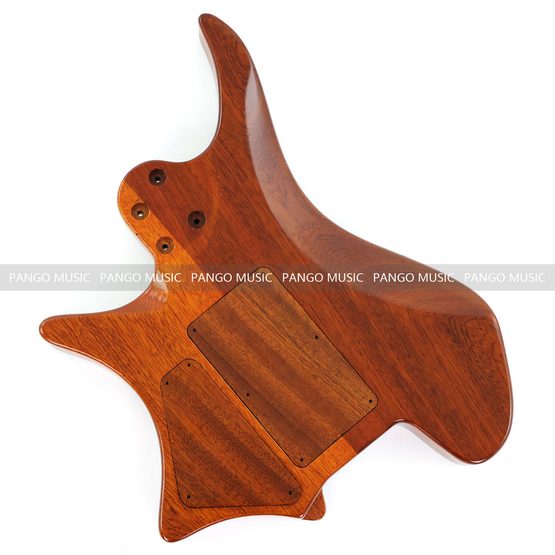 One-of-a-Kind Burl Wood Veneer Epoxy Resin Headless Electric Guitar Body (HBE-022)