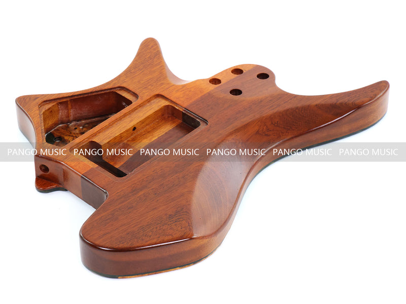 One-of-a-Kind Burl Wood Veneer Epoxy Resin Headless Electric Guitar Body (HBE-022)