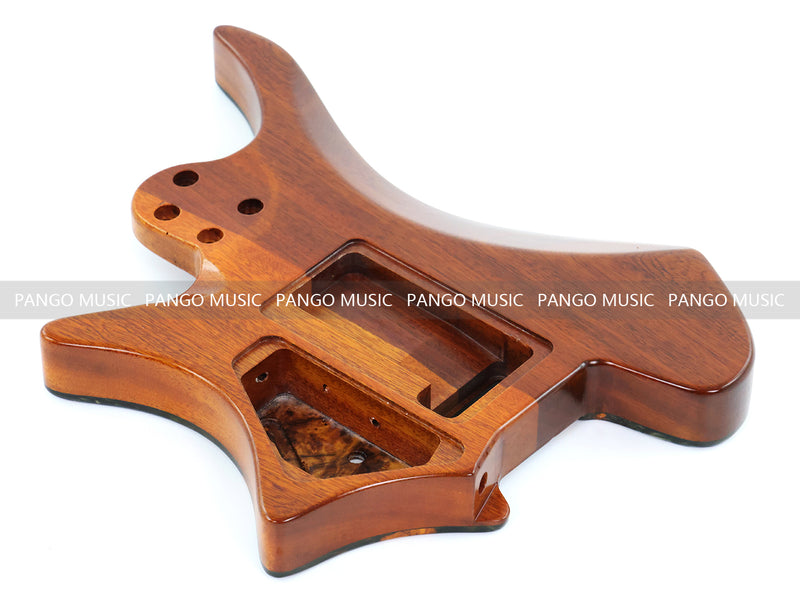 One-of-a-Kind Burl Wood Veneer Epoxy Resin Headless Electric Guitar Body (HBE-022)