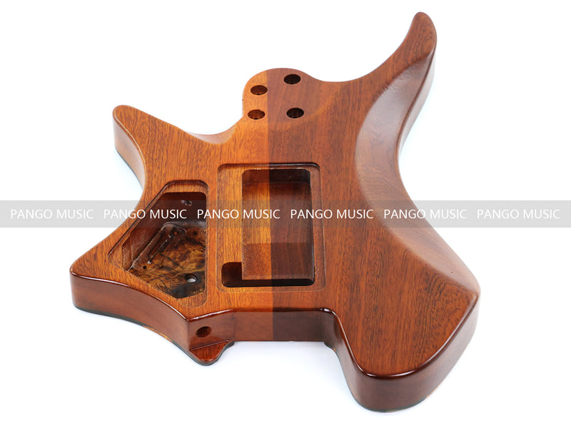 One-of-a-Kind Burl Wood Veneer Epoxy Resin Headless Electric Guitar Body (HBE-022)