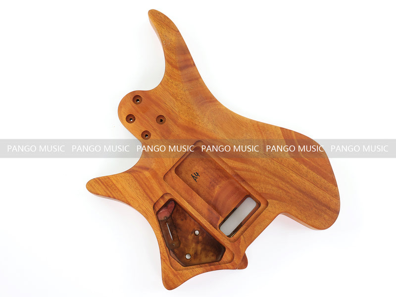 One-of-a-Kind Burl Wood Veneer Epoxy Resin Headless Electric Guitar Body (HBE-023)