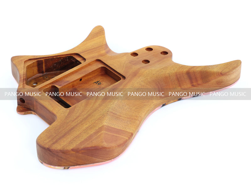 One-of-a-Kind Burl Wood Veneer Epoxy Resin Headless Electric Guitar Body (HBE-023)