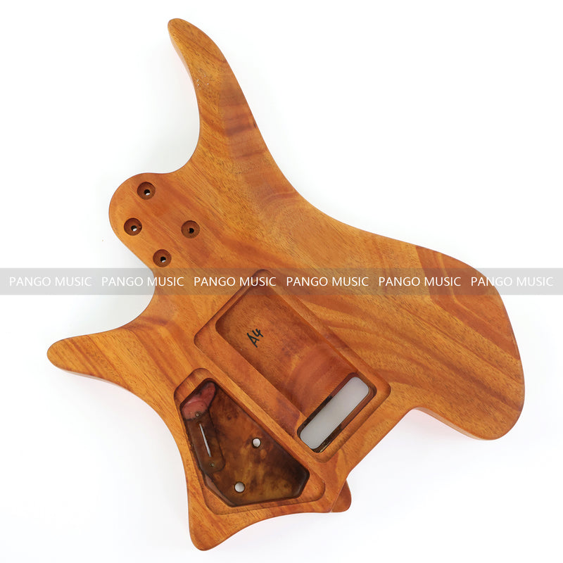 One-of-a-Kind Burl Wood Veneer Epoxy Resin Headless Electric Guitar Body (HBE-023)