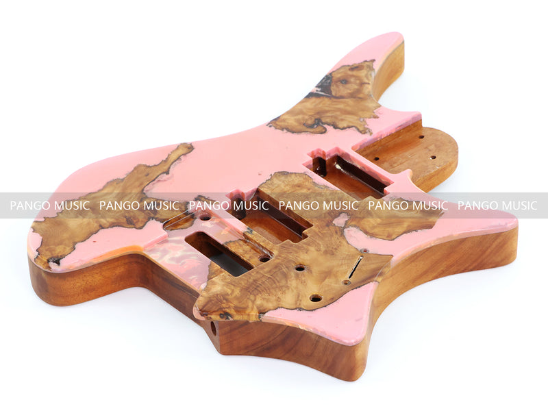 One-of-a-Kind Burl Wood Veneer Epoxy Resin Headless Electric Guitar Body (HBE-023)