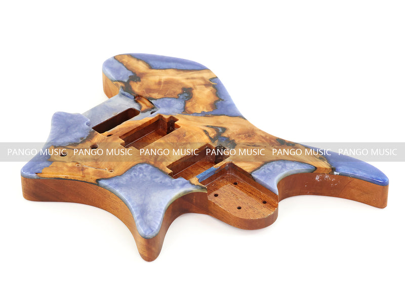One-of-a-Kind Burl Wood Veneer Epoxy Resin Headless Electric Guitar Body (HBE-024)
