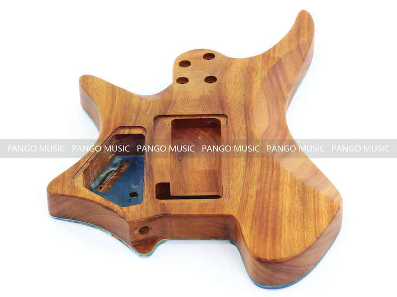 One-of-a-Kind Burl Wood Veneer Epoxy Resin Headless Electric Guitar Body (HBE-025)