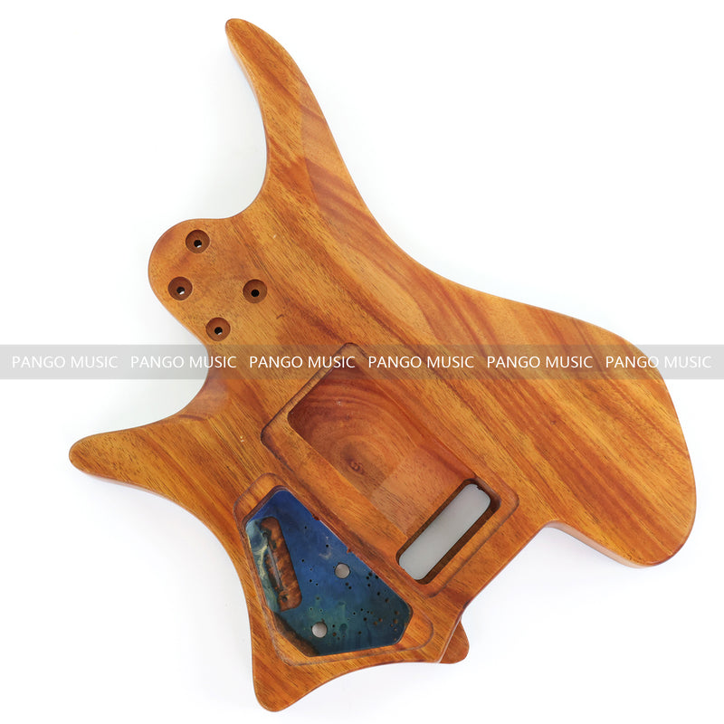 One-of-a-Kind Burl Wood Veneer Epoxy Resin Headless Electric Guitar Body (HBE-025)