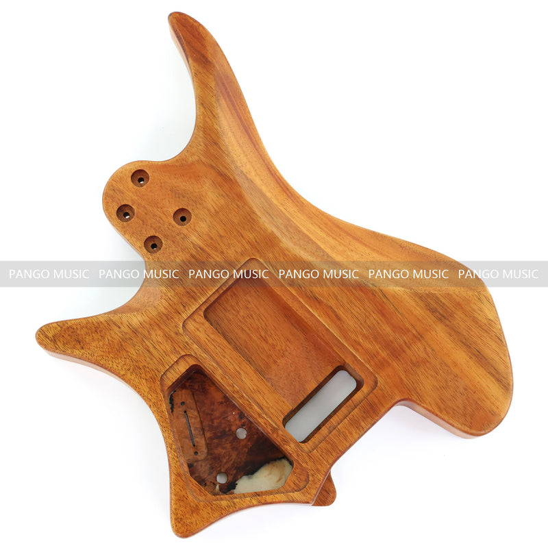 One-of-a-Kind Burl Wood Veneer Epoxy Resin Headless Electric Guitar Body (HBE-027)