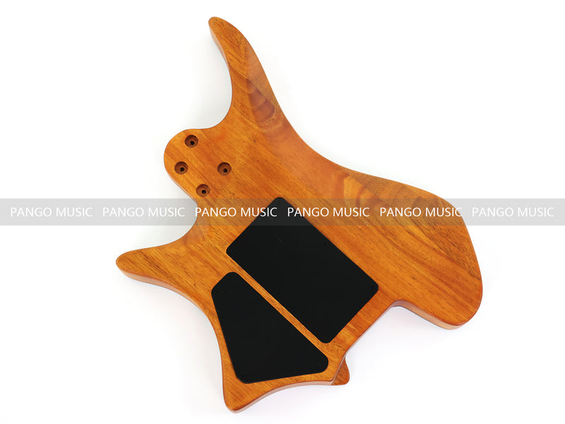 One-of-a-Kind Burl Wood Veneer Epoxy Resin Headless Electric Guitar Body (HBE-028)