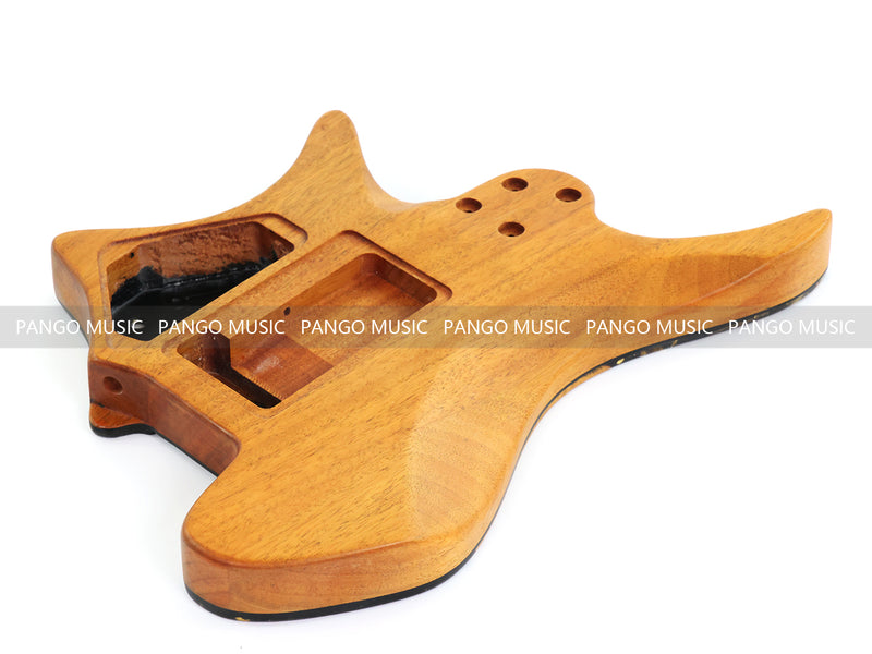 One-of-a-Kind Burl Wood Veneer Epoxy Resin Headless Electric Guitar Body (HBE-030)