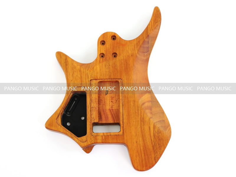 One-of-a-Kind Burl Wood Veneer Epoxy Resin Headless Electric Guitar Body (HBE-031)