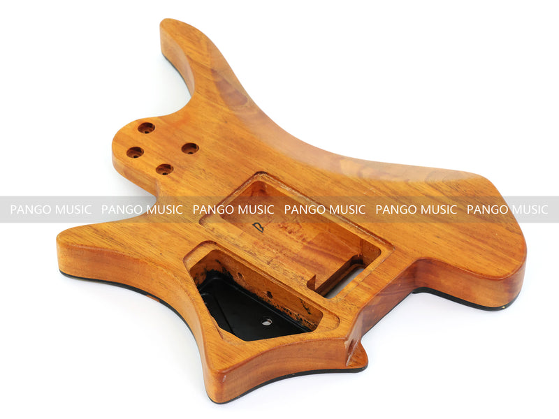 One-of-a-Kind Burl Wood Veneer Epoxy Resin Headless Electric Guitar Body (HBE-031)