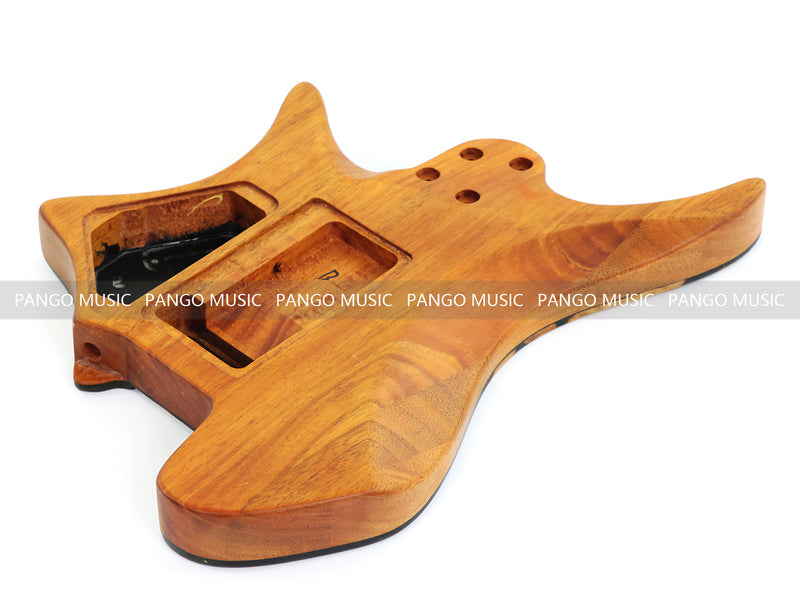 One-of-a-Kind Burl Wood Veneer Epoxy Resin Headless Electric Guitar Body (HBE-031)