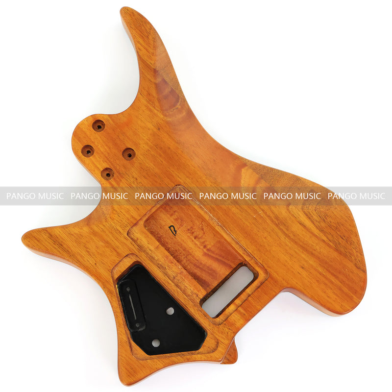 One-of-a-Kind Burl Wood Veneer Epoxy Resin Headless Electric Guitar Body (HBE-031)