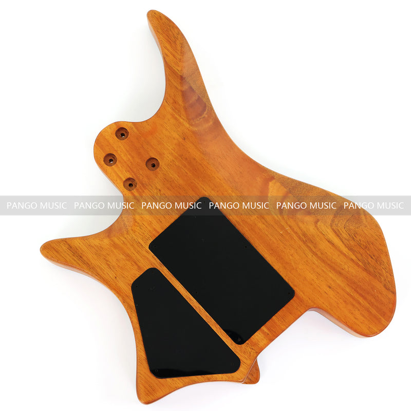One-of-a-Kind Burl Wood Veneer Epoxy Resin Headless Electric Guitar Body (HBE-031)