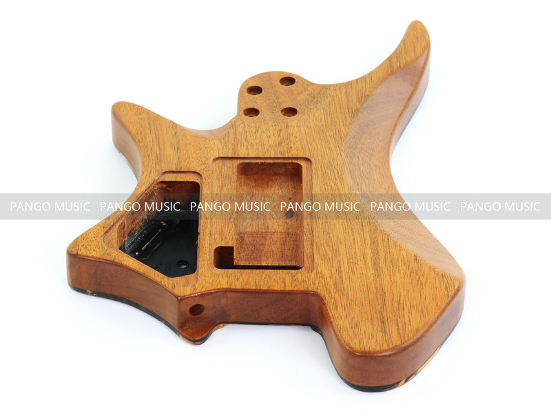 One-of-a-Kind Burl Wood Veneer Epoxy Resin Headless Electric Guitar Body (HBE-032)