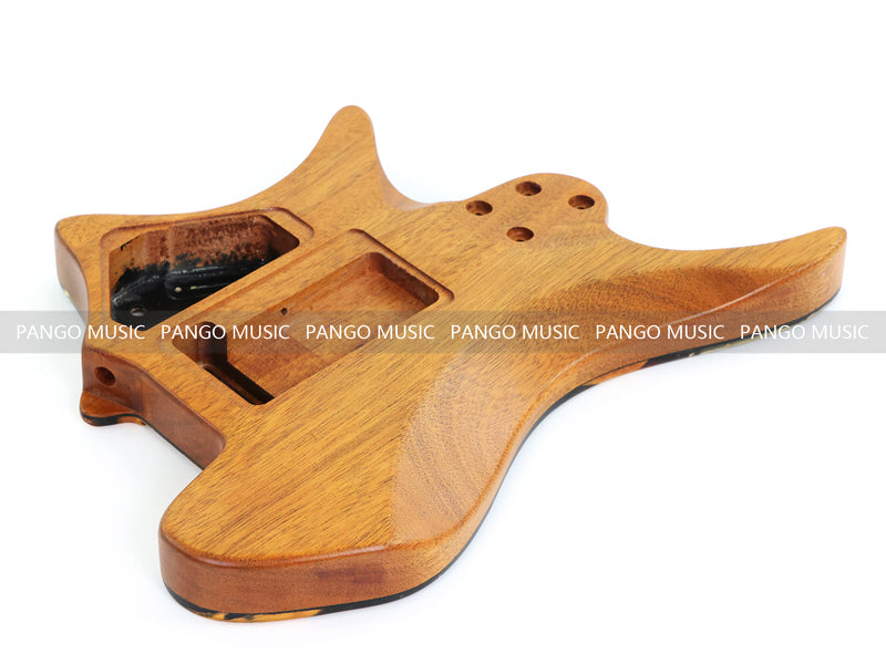 One-of-a-Kind Burl Wood Veneer Epoxy Resin Headless Electric Guitar Body (HBE-032)