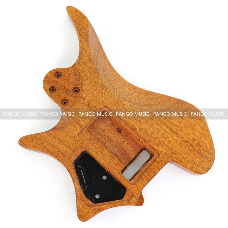 One-of-a-Kind Burl Wood Veneer Epoxy Resin Headless Electric Guitar Body (HBE-032)
