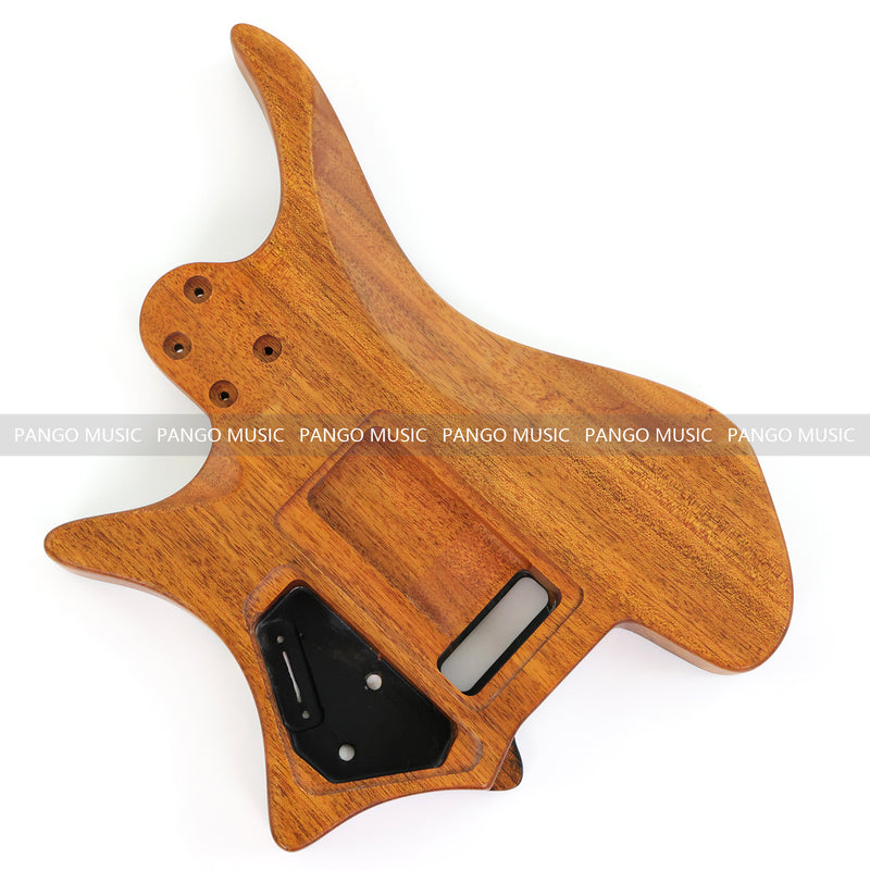 One-of-a-Kind Burl Wood Veneer Epoxy Resin Headless Electric Guitar Body (HBE-033)