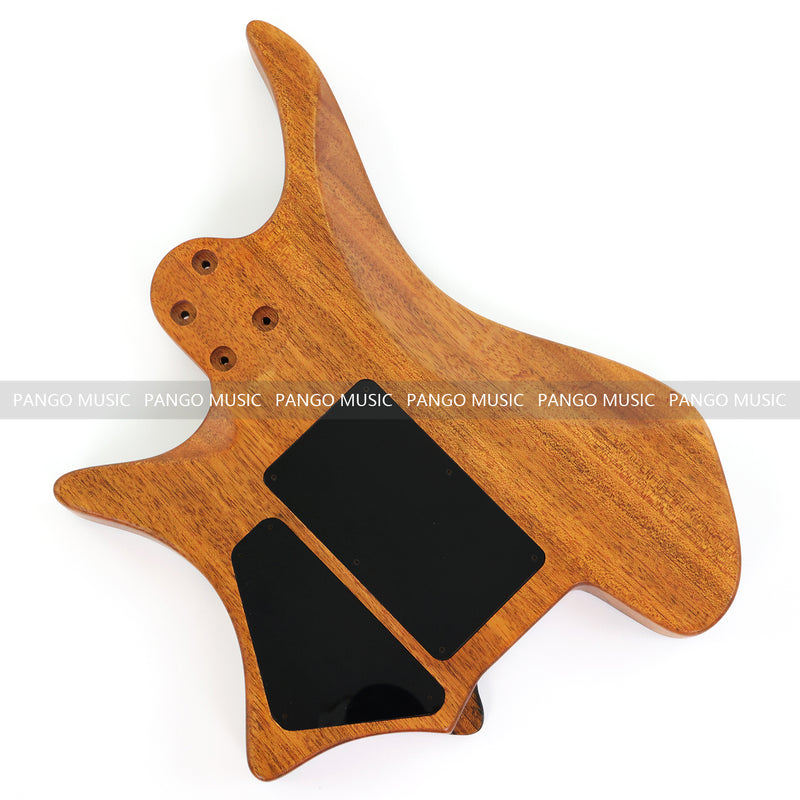 One-of-a-Kind Burl Wood Veneer Epoxy Resin Headless Electric Guitar Body (HBE-033)