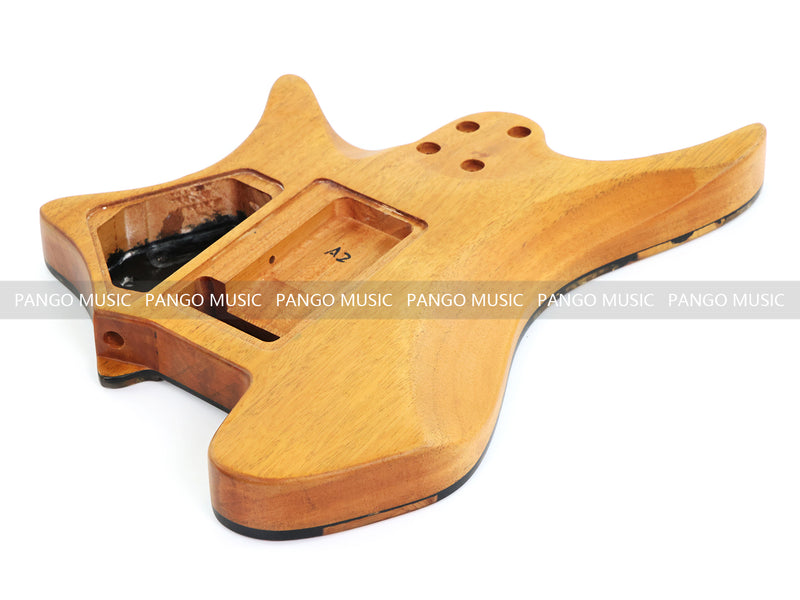 One-of-a-Kind Burl Wood Veneer Epoxy Resin Headless Electric Guitar Body (HBE-034)