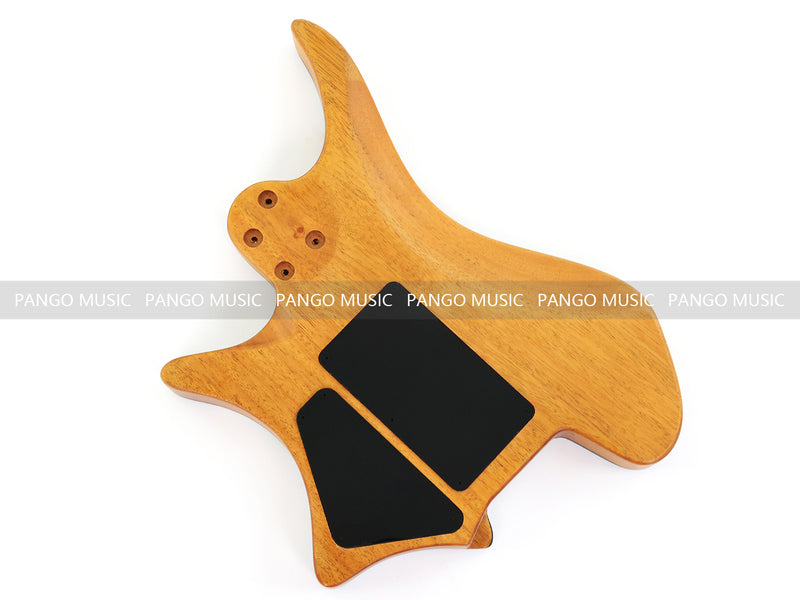 One-of-a-Kind Burl Wood Veneer Epoxy Resin Headless Electric Guitar Body (HBE-034)