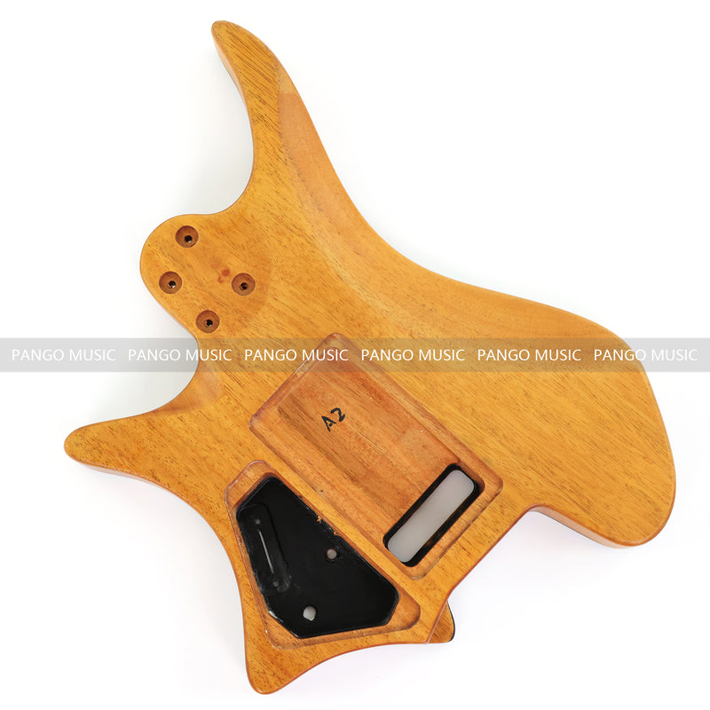 One-of-a-Kind Burl Wood Veneer Epoxy Resin Headless Electric Guitar Body (HBE-034)