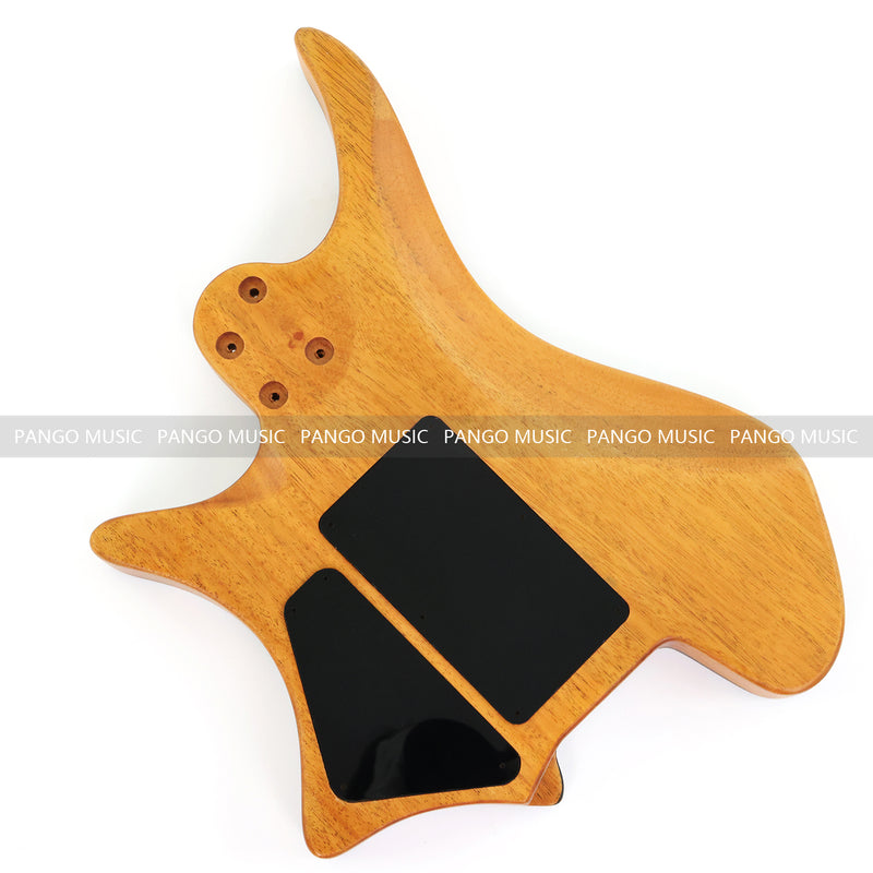 One-of-a-Kind Burl Wood Veneer Epoxy Resin Headless Electric Guitar Body (HBE-034)