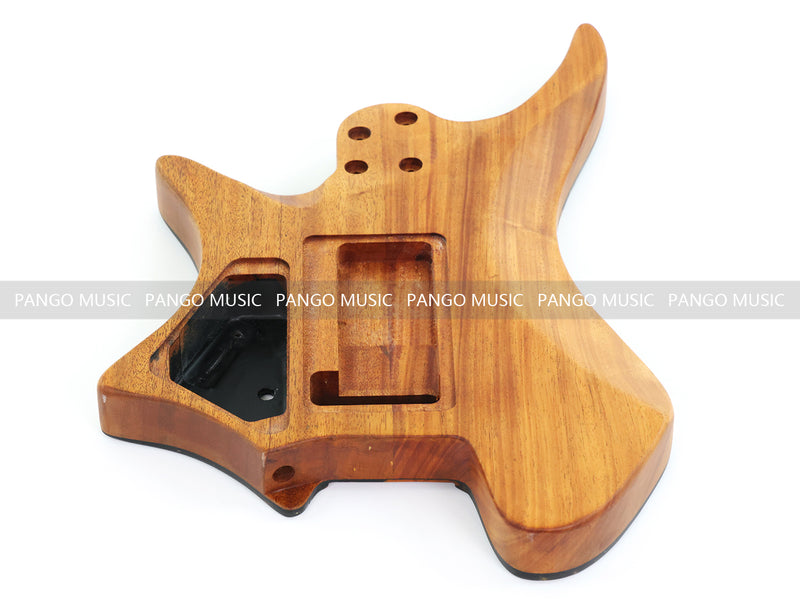 One-of-a-Kind Burl Wood Veneer Epoxy Resin Headless Electric Guitar Body (HBE-035)