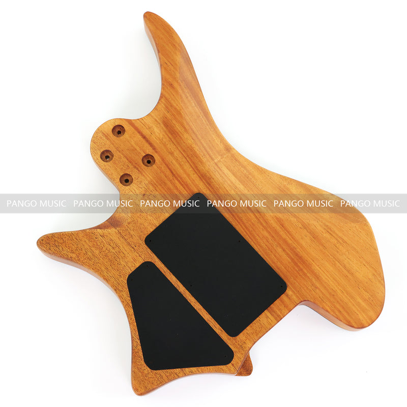 One-of-a-Kind Burl Wood Veneer Epoxy Resin Headless Electric Guitar Body (HBE-035)
