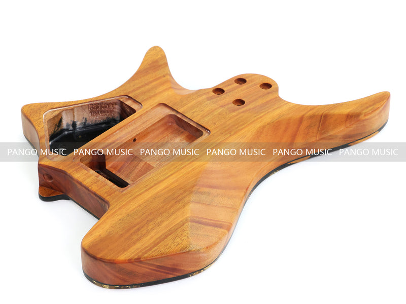 One-of-a-Kind Burl Wood Veneer Epoxy Resin Headless Electric Guitar Body (HBE-037)