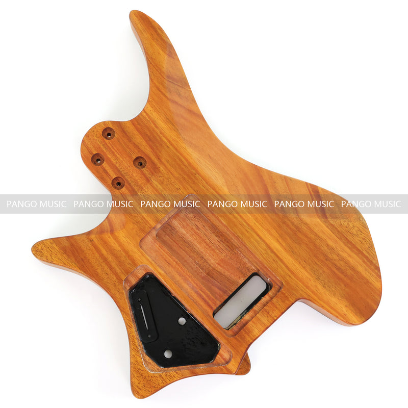 One-of-a-Kind Burl Wood Veneer Epoxy Resin Headless Electric Guitar Body (HBE-037)