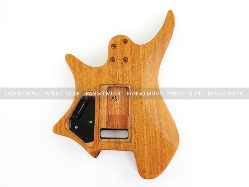 One-of-a-Kind Burl Wood Veneer Epoxy Resin Headless Electric Guitar Body (HBE-038)