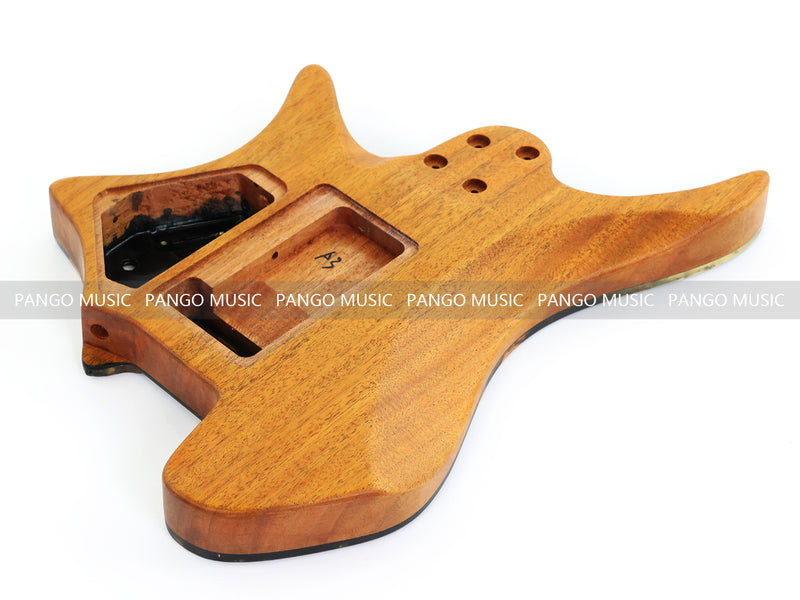 One-of-a-Kind Burl Wood Veneer Epoxy Resin Headless Electric Guitar Body (HBE-038)