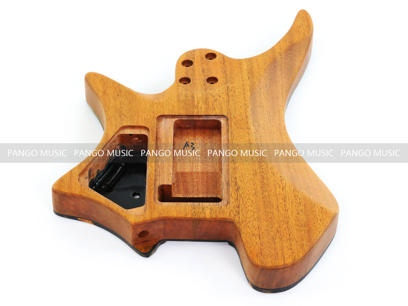 One-of-a-Kind Burl Wood Veneer Epoxy Resin Headless Electric Guitar Body (HBE-038)