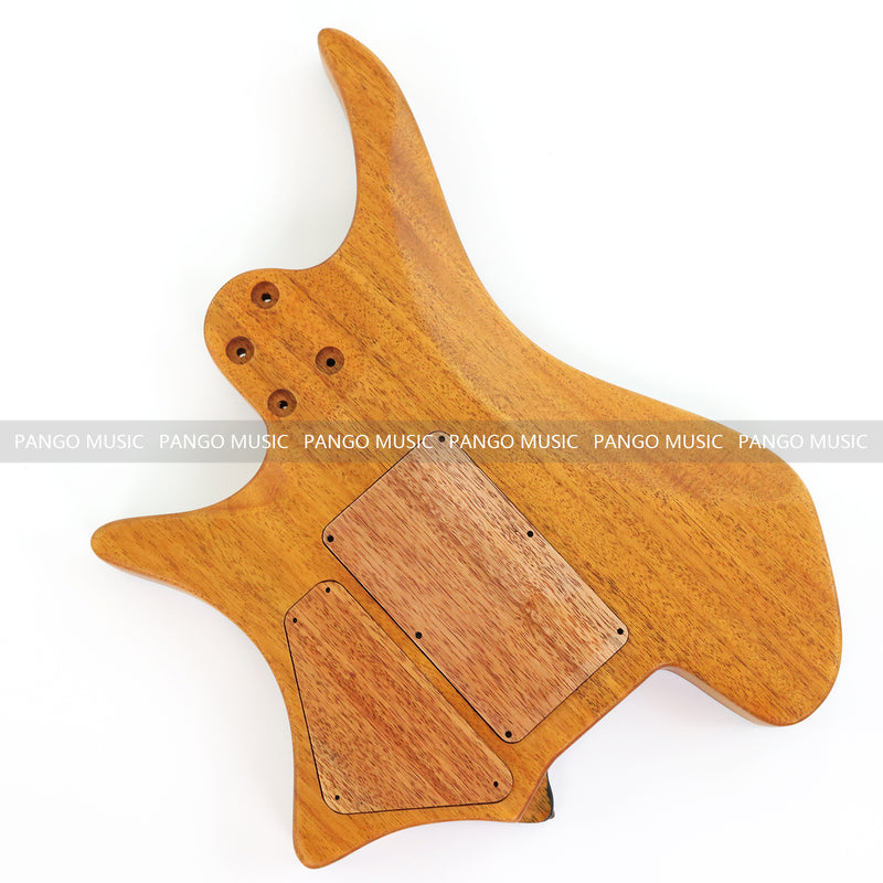One-of-a-Kind Burl Wood Veneer Epoxy Resin Headless Electric Guitar Body (HBE-038)