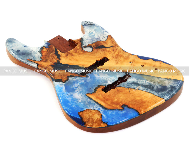 One-of-a-Kind Burl Wood Veneer Epoxy Resin Jazz Bass Style Electric Bass Guitar Body (JBE-002)