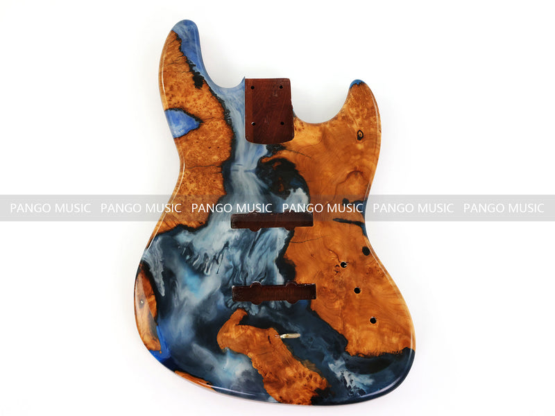 One-of-a-Kind Burl Wood Veneer Epoxy Resin Jazz Bass Style Electric Bass Guitar Body (JBE-005)
