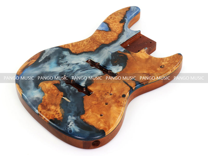 One-of-a-Kind Burl Wood Veneer Epoxy Resin Jazz Bass Style Electric Bass Guitar Body (JBE-005)