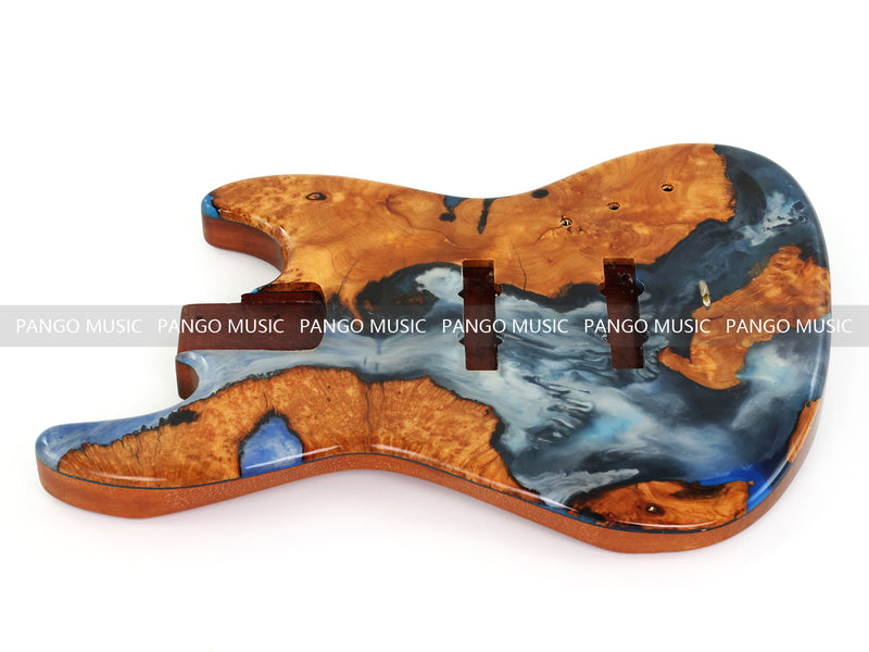 One-of-a-Kind Burl Wood Veneer Epoxy Resin Jazz Bass Style Electric Bass Guitar Body (JBE-005)